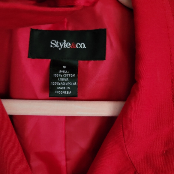 Style & Co belted red jacket, size small - Picture 3 of 3